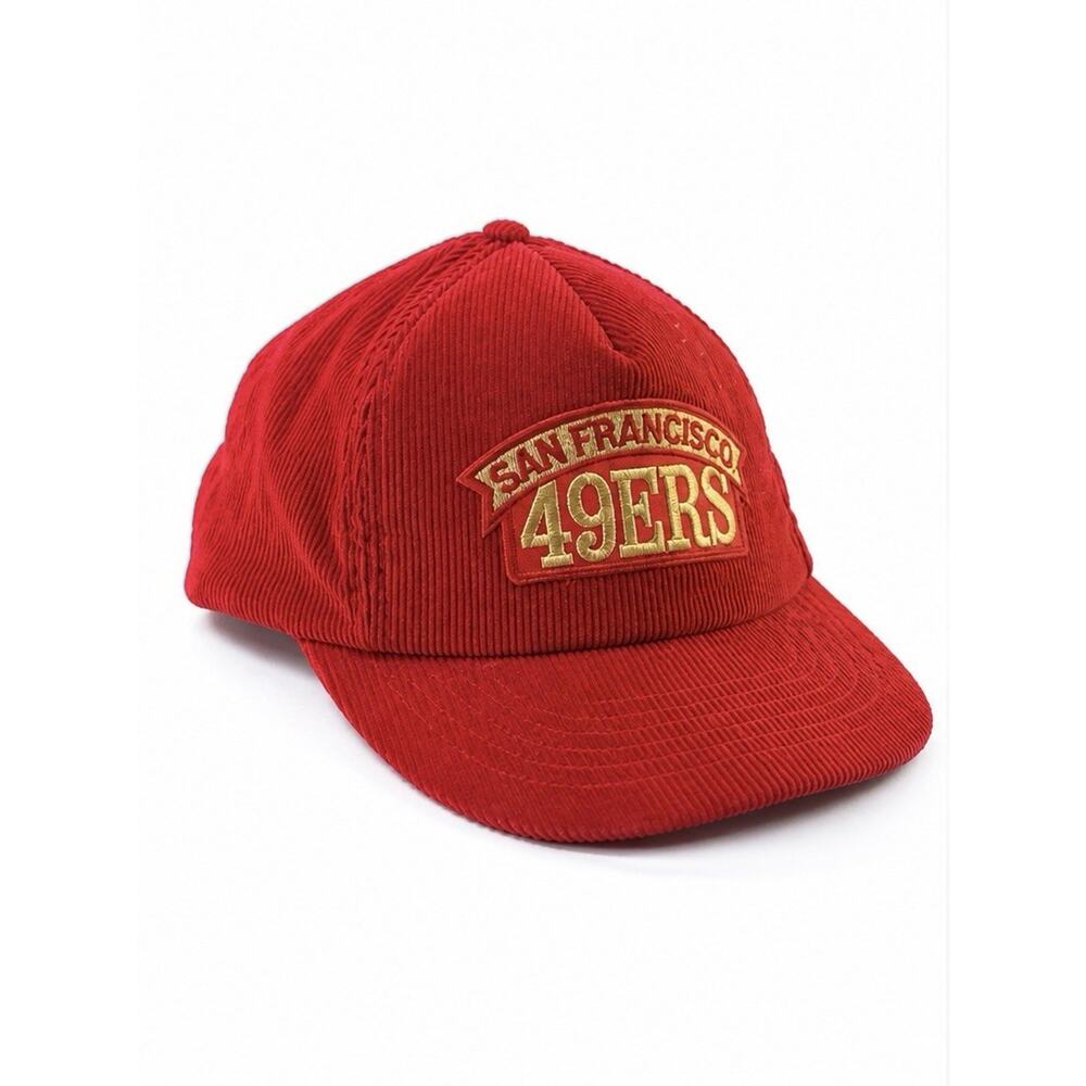 Vintage San Francisco 49ers Corduroy Snapback Hat Red NFL Designer Award Taiwan